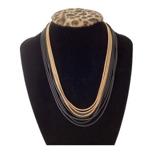 Anna & Ava Multi Layered Black And Gold Round Snake Chain Necklace